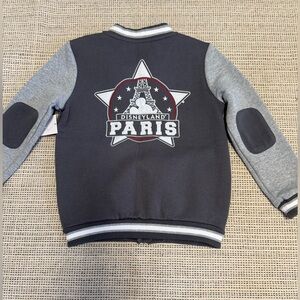 Disneyland Paris Kids Gray Embroidered Zip Up Varsity Jacket